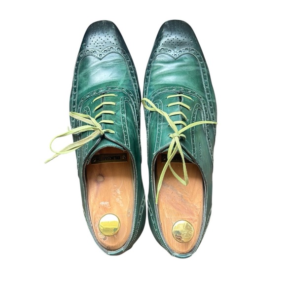 Calzoleria lHarris Firenze Men’s 1913 Hand-Painted Signature Oxford Green Size 8 - Picture 1 of 8